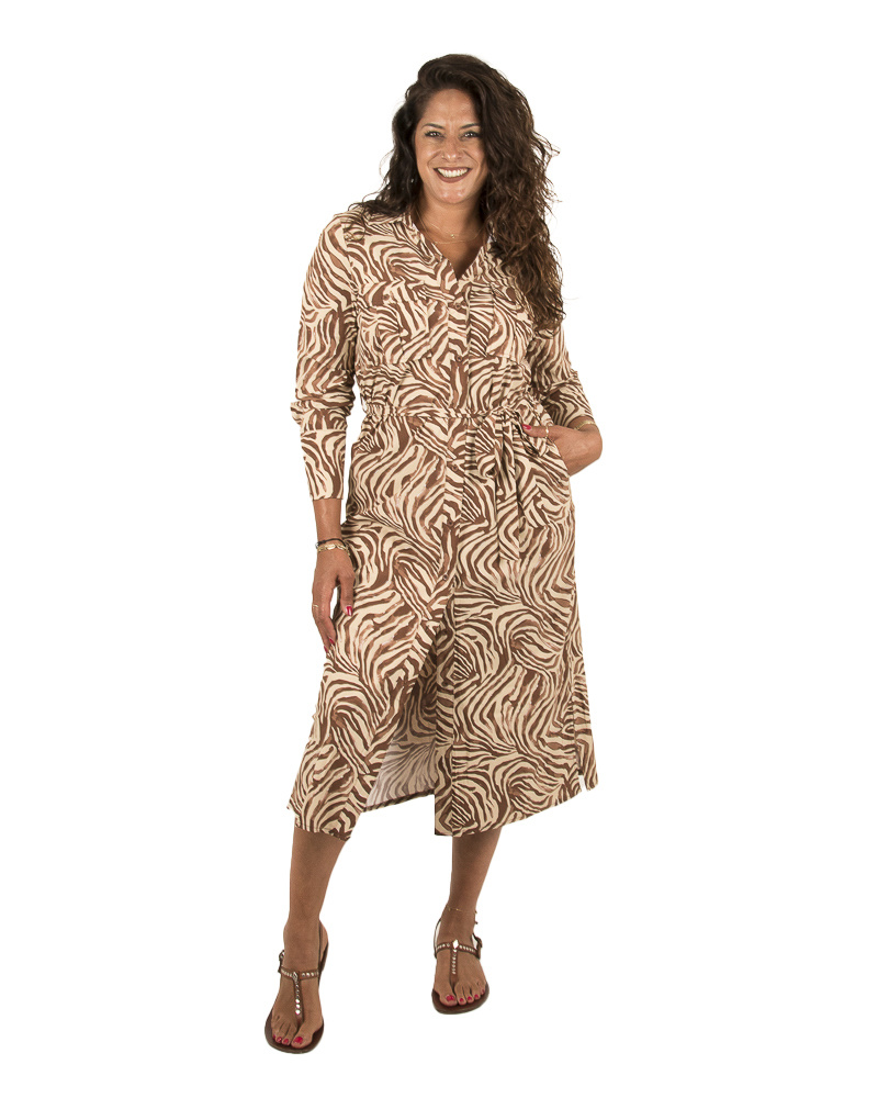 Beige/bruin zebraprint jurk van Ambika