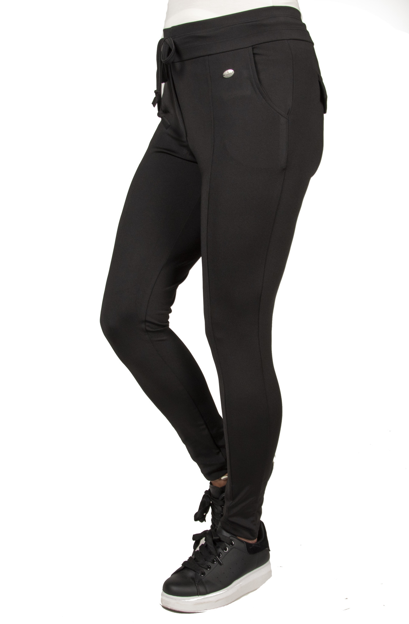Zwarte travel stof broek Angelle Milan
